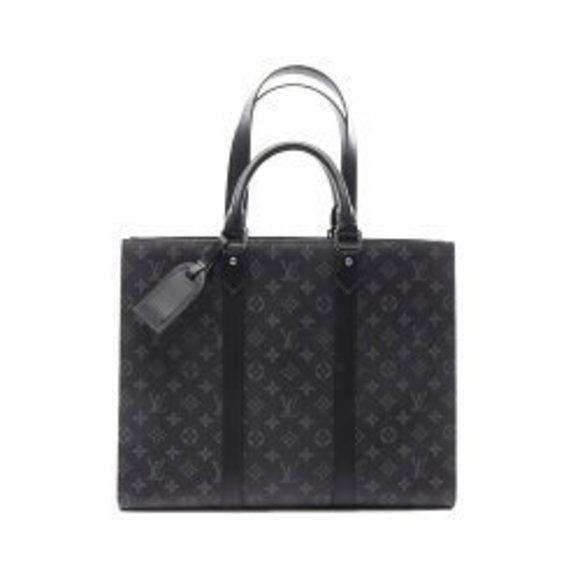 Louis Vuitton Sac Plat Monogram Eclipse Black Tote Bag Leather Black - Picture 1 of 8
